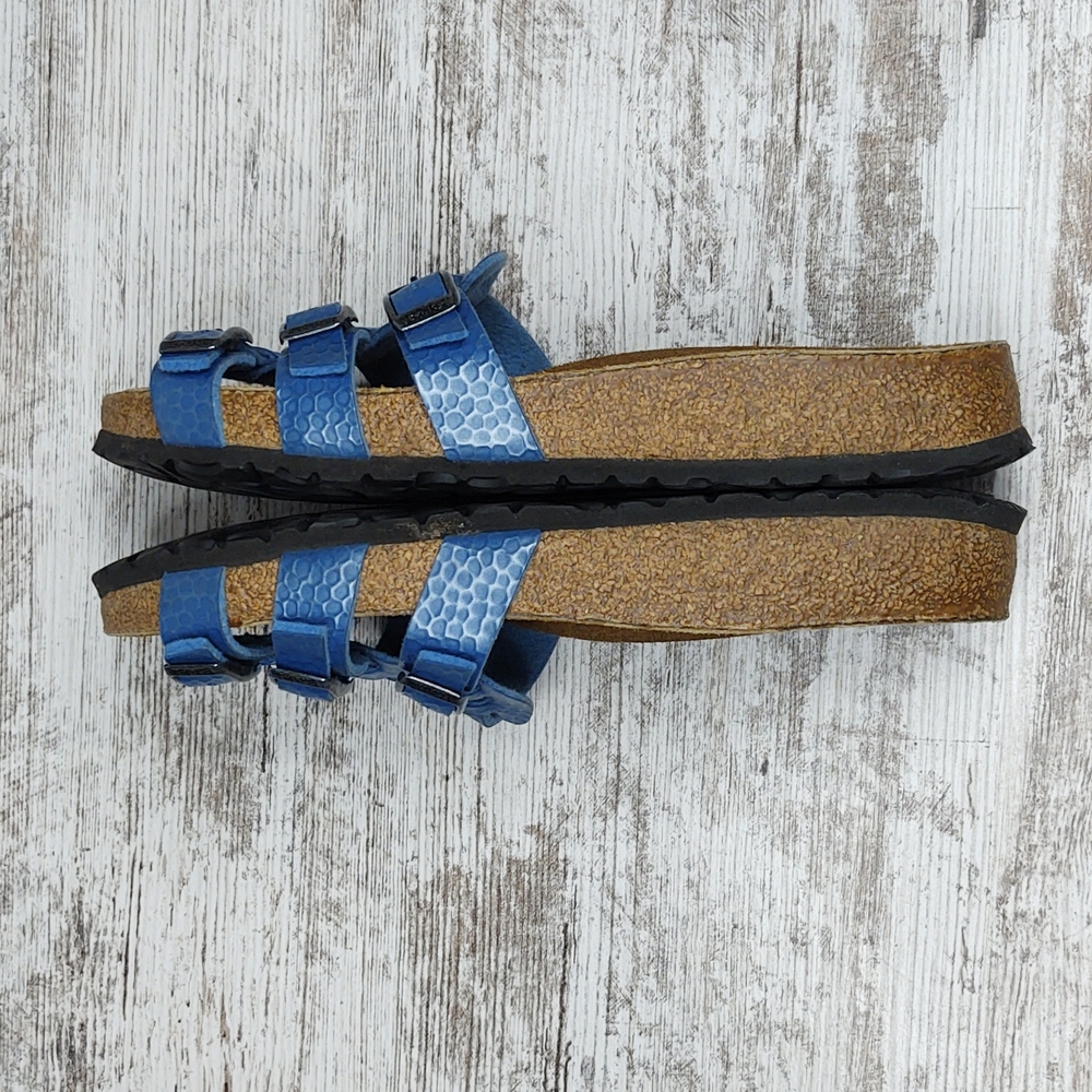 🟦Sz 37 Like New Birkenstock Blue Triple Strap Slide Sandal - Picture 13 of 16
